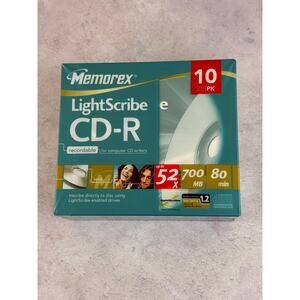NEW Memorex LightScribe CD-R 52x 700mb 80 Minute Recordable Compact Disc 10-Pack
